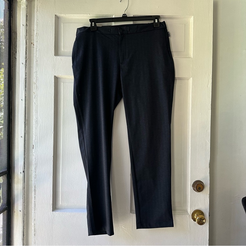 Hörst Stretch Navy Stripped Straight Leg Slacks
